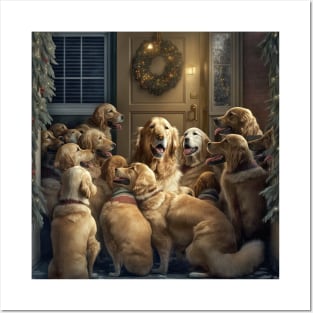 CHRISTMAS DOGS: Golden retriever special Christmas edition Posters and Art